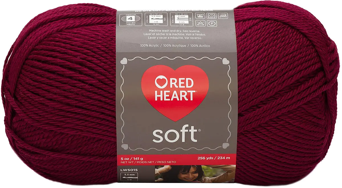 Red Heart Soft Yarn, Wine | Premium Acrylic Yarn for Crochet & Knitting | 1 Pack (Wine) - main product image