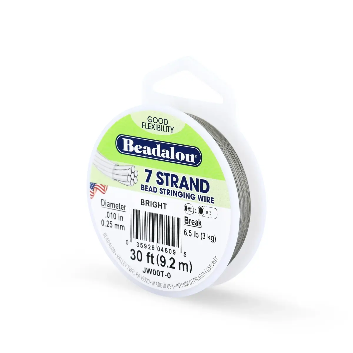 Beadalon 7-Strand Stainless Steel Beading Wire - 0.25 mm (0.010 in) Thickness, 30 ft Length, Gold Colour - main product image