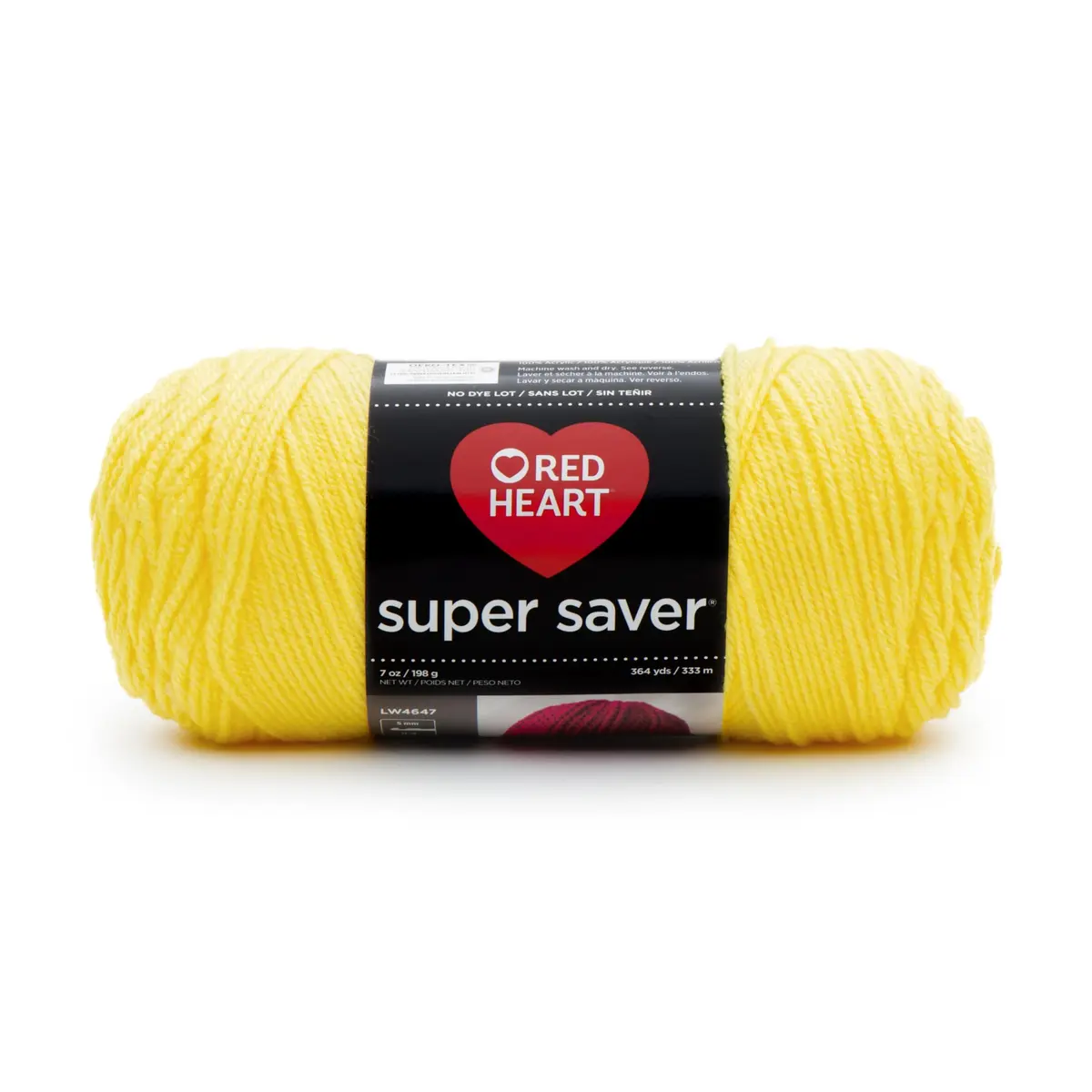 Red Heart Super Saver Yarn, Bright Yellow | 364 yards, 198g/7oz, Acrylic, Medium Worsted Weight - main product image