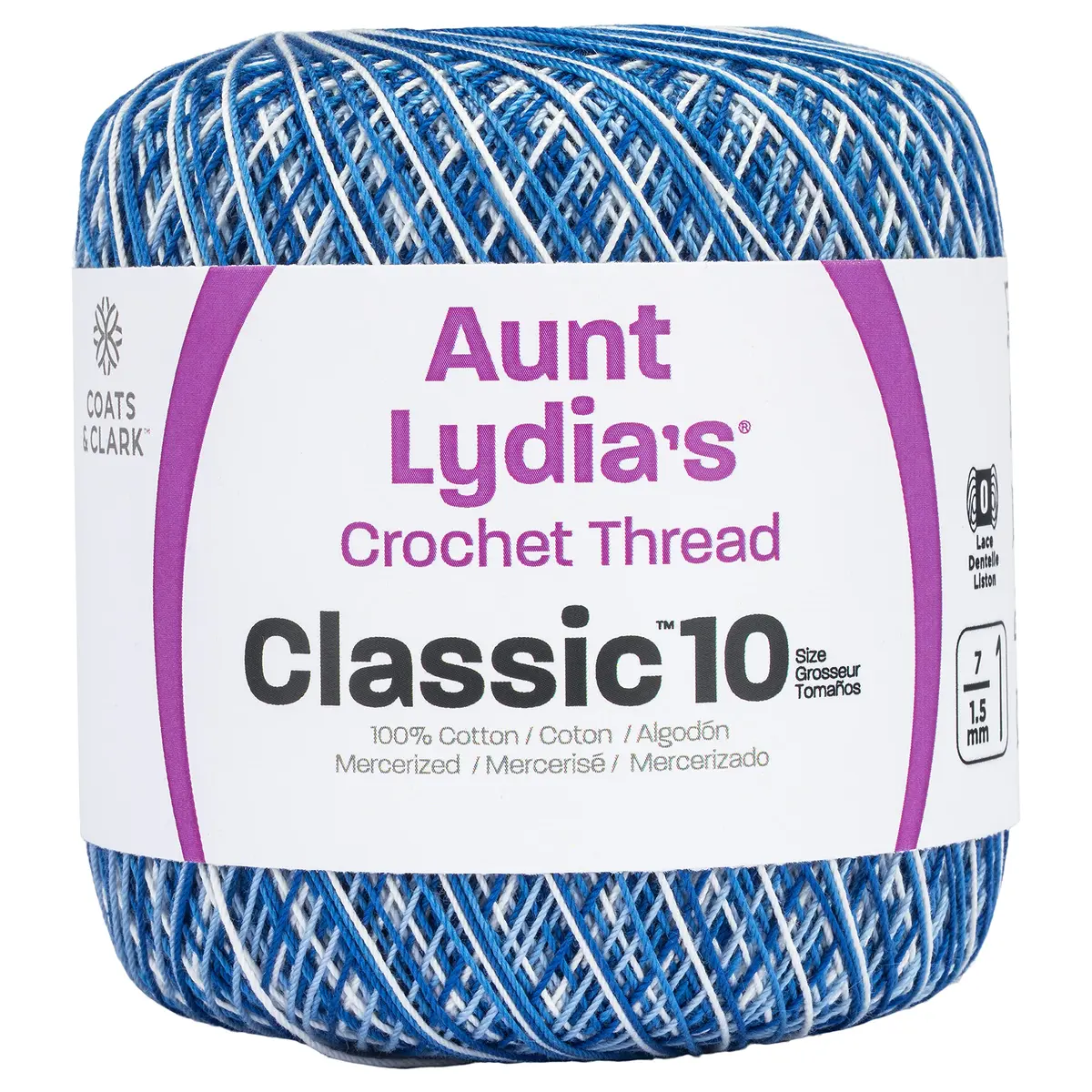 Red Heart Aunt Lydia's Crochet Cotton Size 10 Shades of Blue | Mercerized, Bedspread Weight, 300yd - main product image