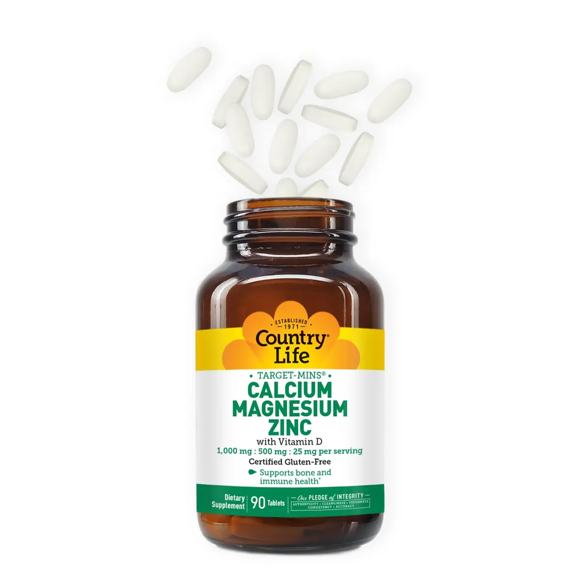 Country Life Calcium Magnesium Zinc 1000 mg/500 mg/25 mg | Supports Bone & Muscle Health, Gluten-Free - view 6