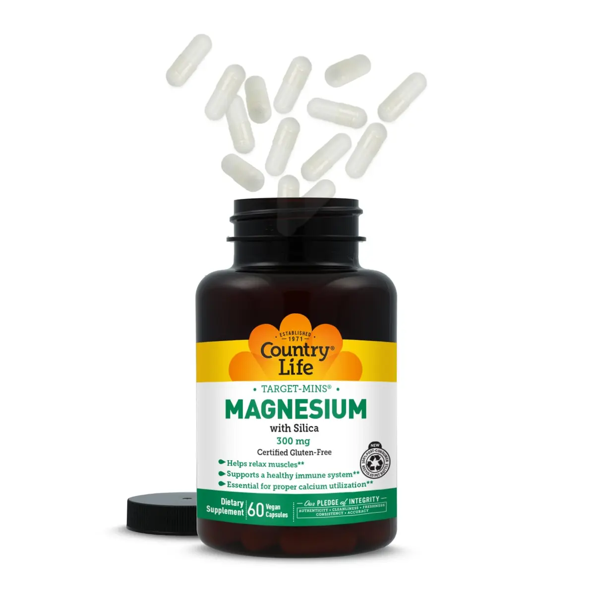 Country Life Target-Mins Magnesium with Silica 300mg Capsules (60 Count) | Essential Mineral for Nervous System & Bone Health - view 8