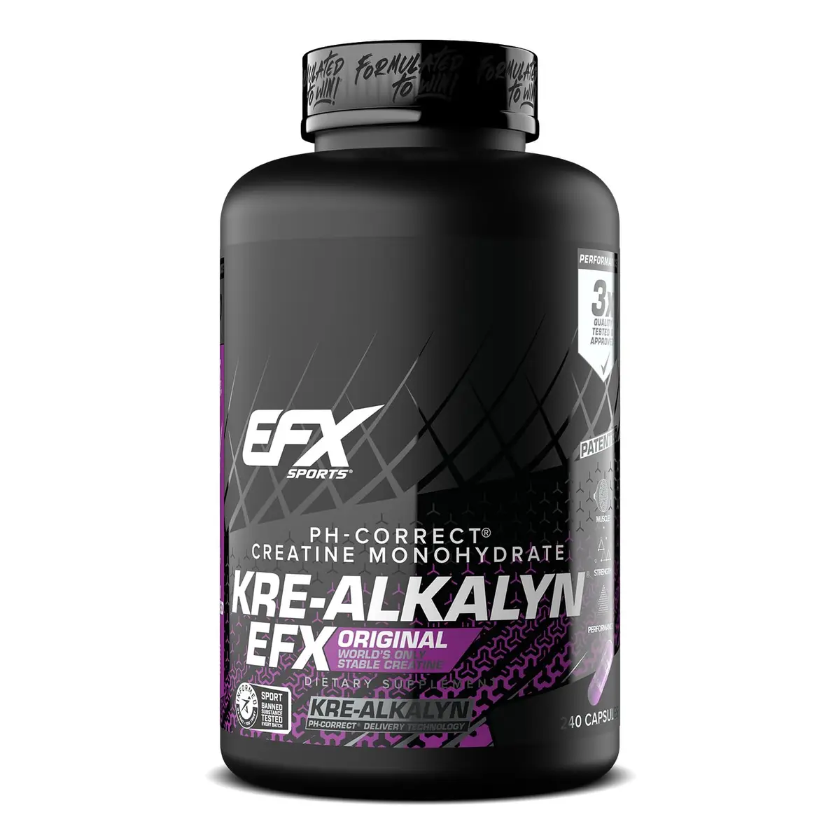 EFX Sports Kre-Alkalyn EFX pH-Correct Creatine Monohydrate Capsules 240 Count (120 Servings) | Clinically Tested Strength & Performance - main product image