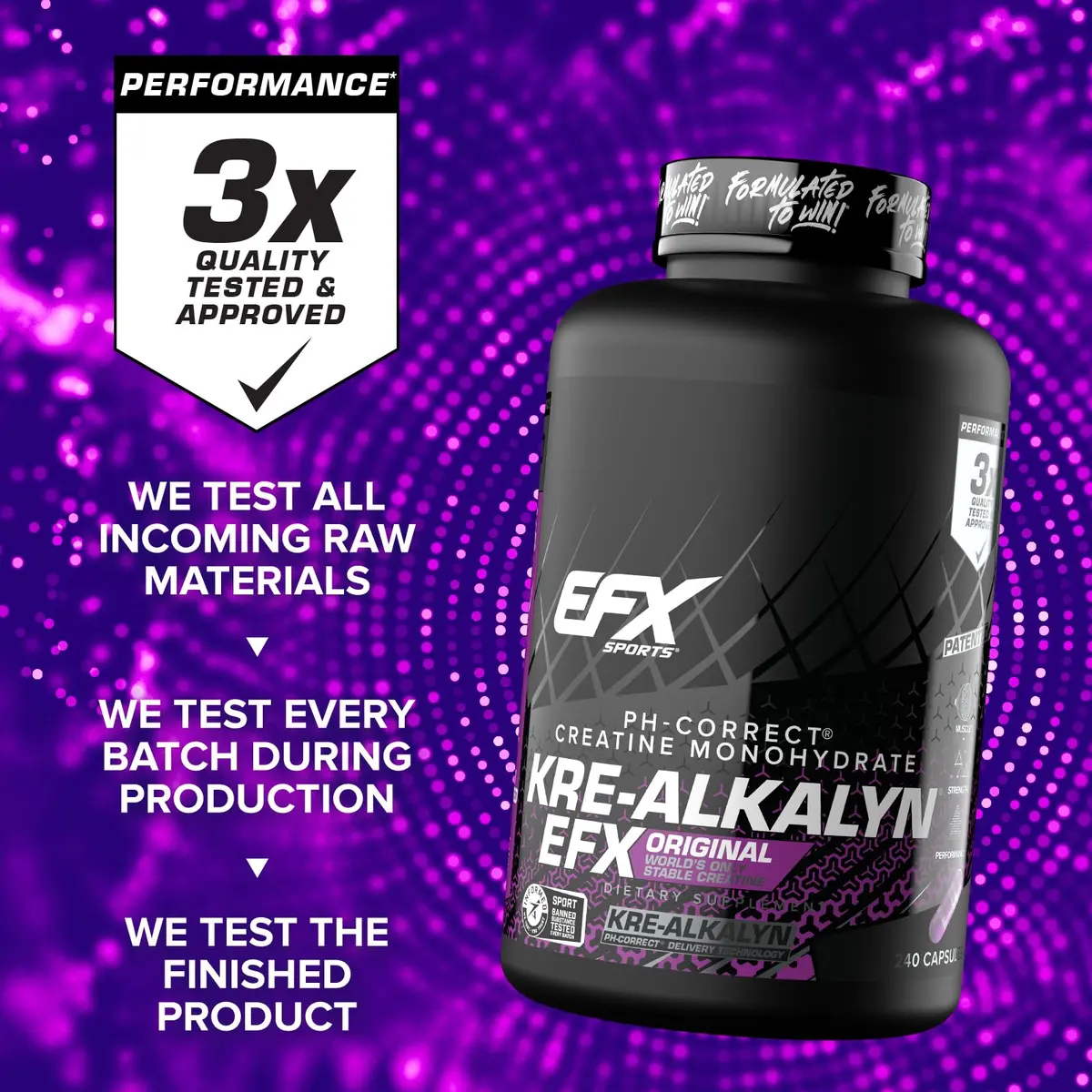 EFX Sports Kre-Alkalyn EFX pH-Correct Creatine Monohydrate Capsules 240 Count (120 Servings) | Clinically Tested Strength & Performance - view 7