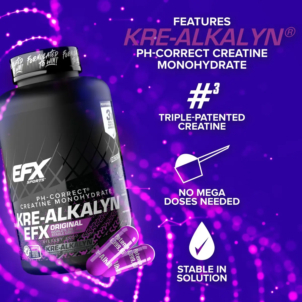 EFX Sports Kre-Alkalyn EFX pH-Correct Creatine Monohydrate Capsules 240 Count (120 Servings) | Clinically Tested Strength & Performance - view 4