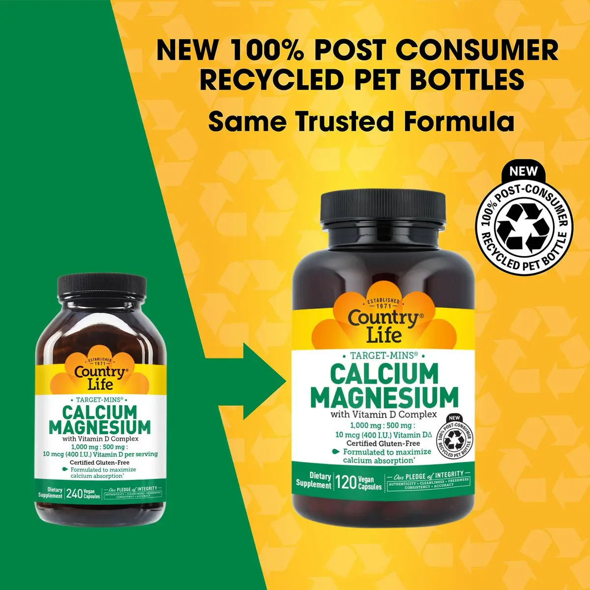 Country Life Target-Mins Calcium Magnesium with Vitamin D, 240 Capsules | Bone & Bone Health Support - view 2