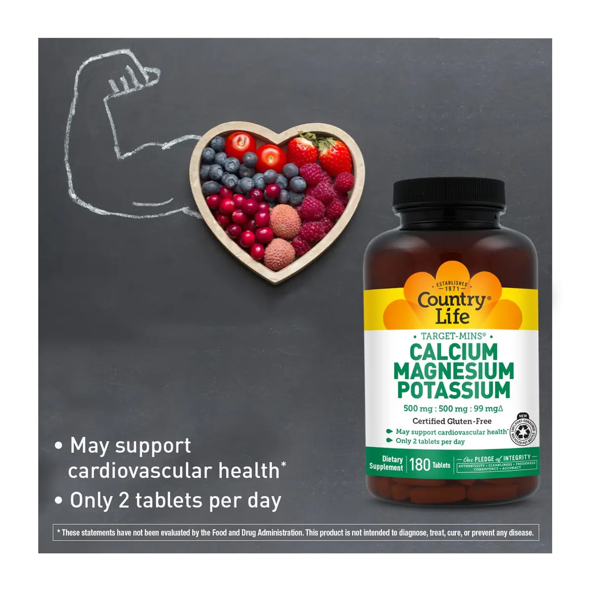 Country Life Target-Mins Calcium Magnesium Potassium 180 Tablets | Bone & Heart Support - view 5