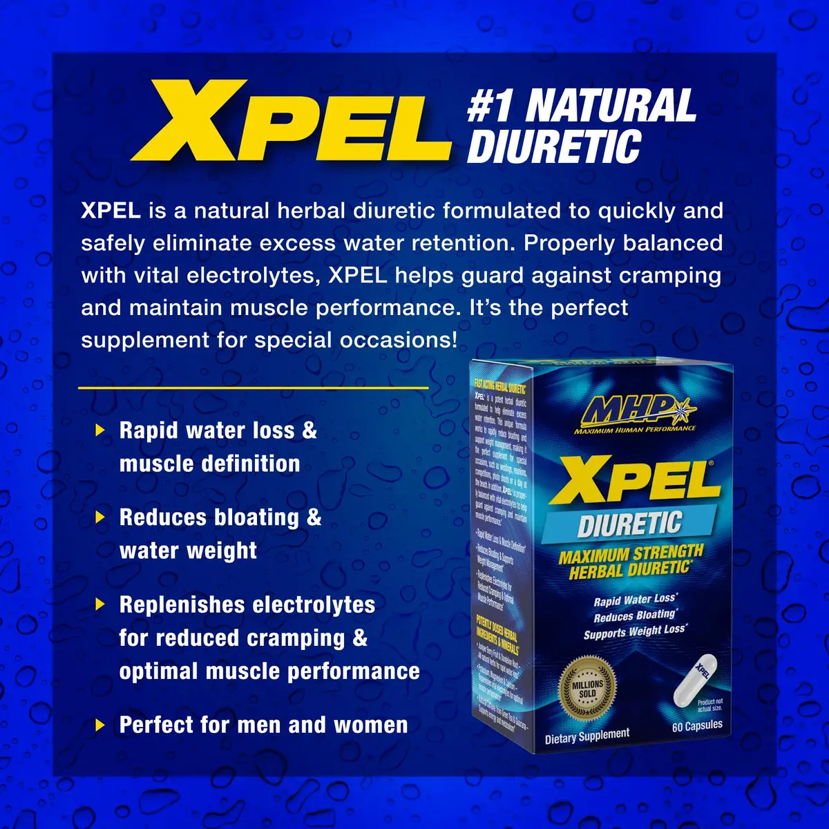 Maximum Human Performance Xpel Maximum Strength Diuretic Water Pills 80 Capsules | Rapid Water Loss & Bloating Support - view 3