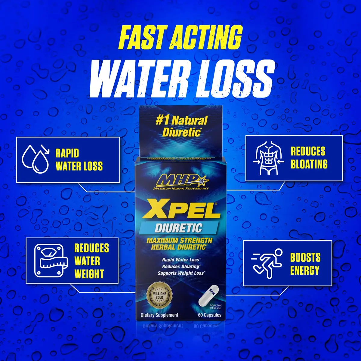 Maximum Human Performance Xpel Maximum Strength Diuretic Water Pills 80 Capsules | Rapid Water Loss & Bloating Support - view 4