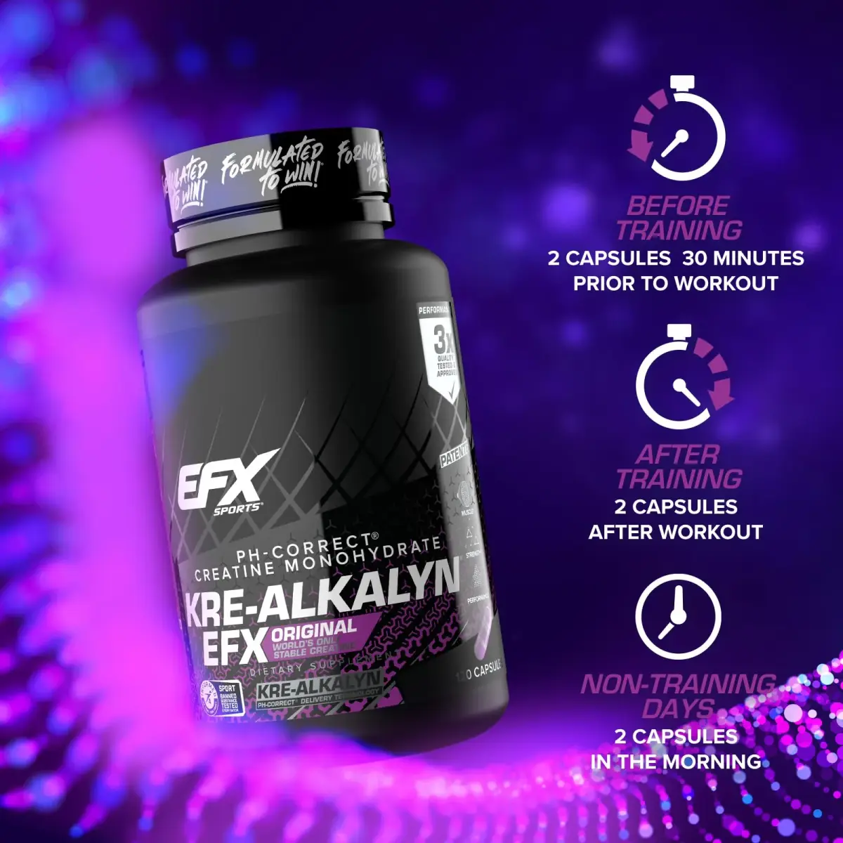 EFX Sports Kre-Alkalyn EFX Creatine Monohydrate Capsules | 60 Servings (120 Count) - view 8