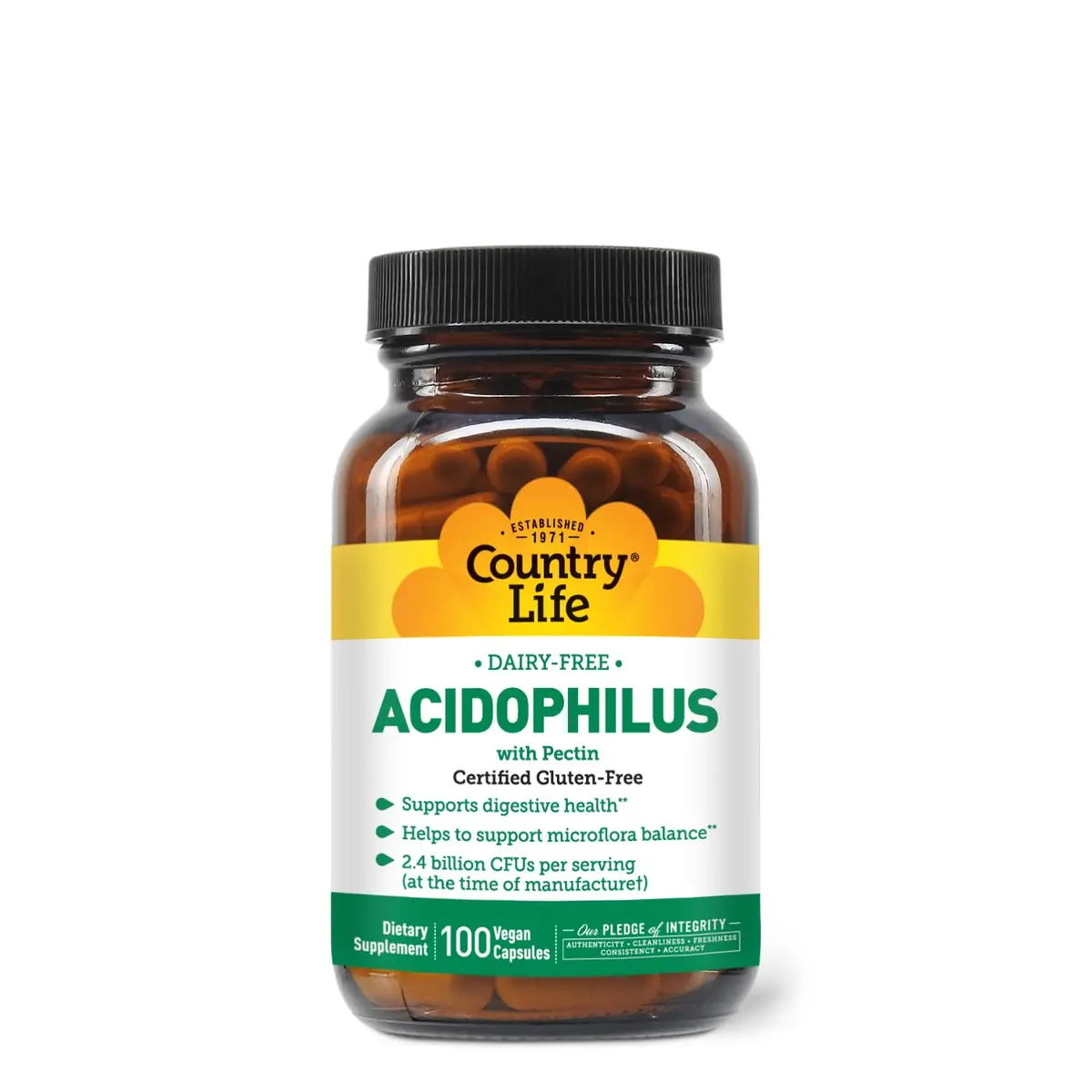 Country Life Acidophilus with Pectin | Dairy-Free Vegan Capsules for Digestive Support - main product image