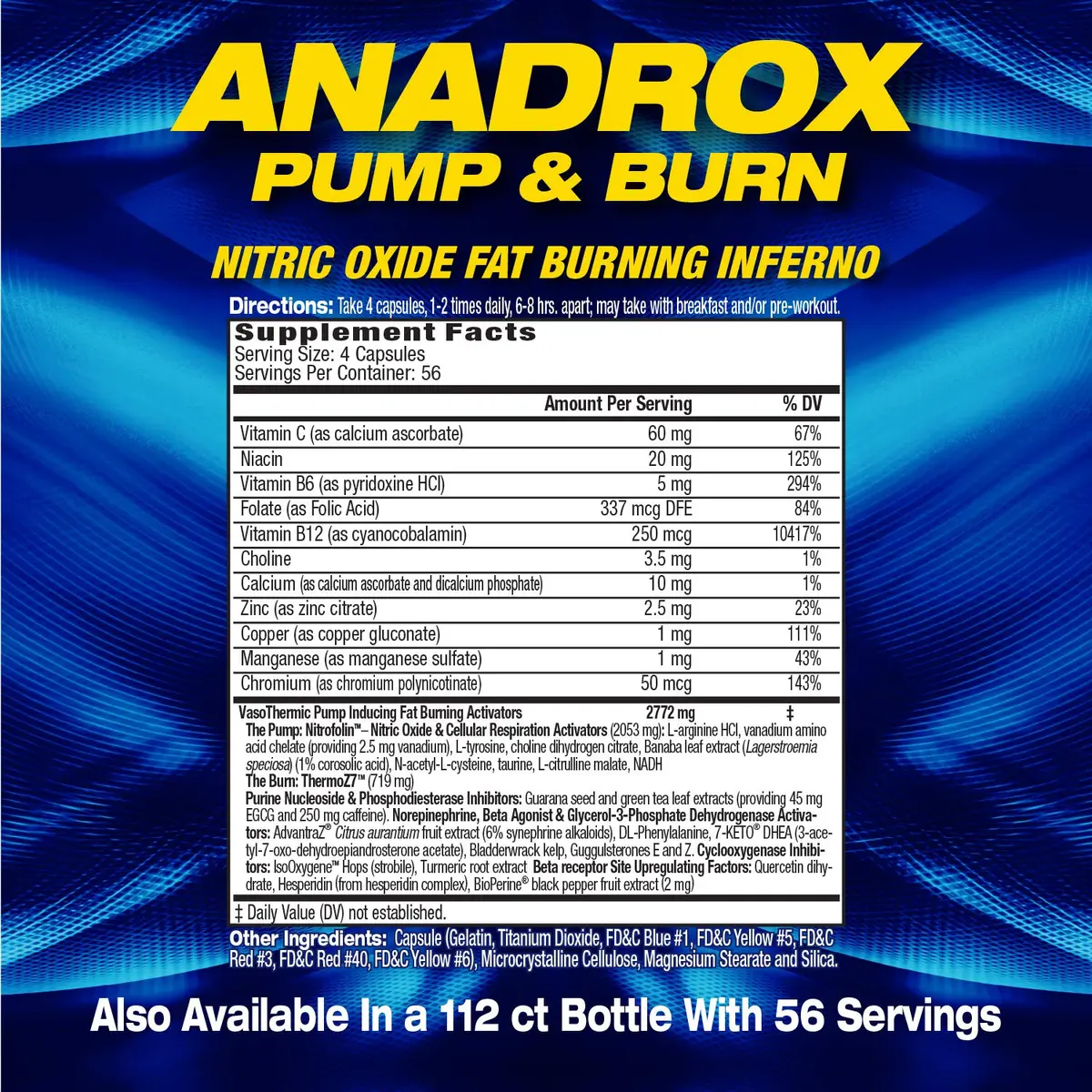 Maximum Human Performance Anadrox Pump & Burn 224 capsules | Nitric Oxide Fat Burner & Pre-Workout - view 3
