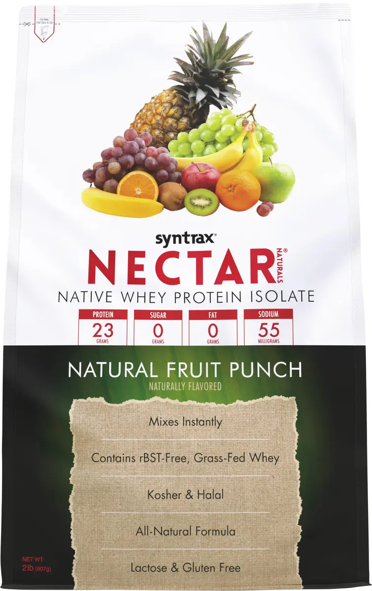 Syntrax Nectar Naturals All Natural Whey Protein Isolate 2 lbs | Juicy Fruit Punch for Muscle Support - main product image