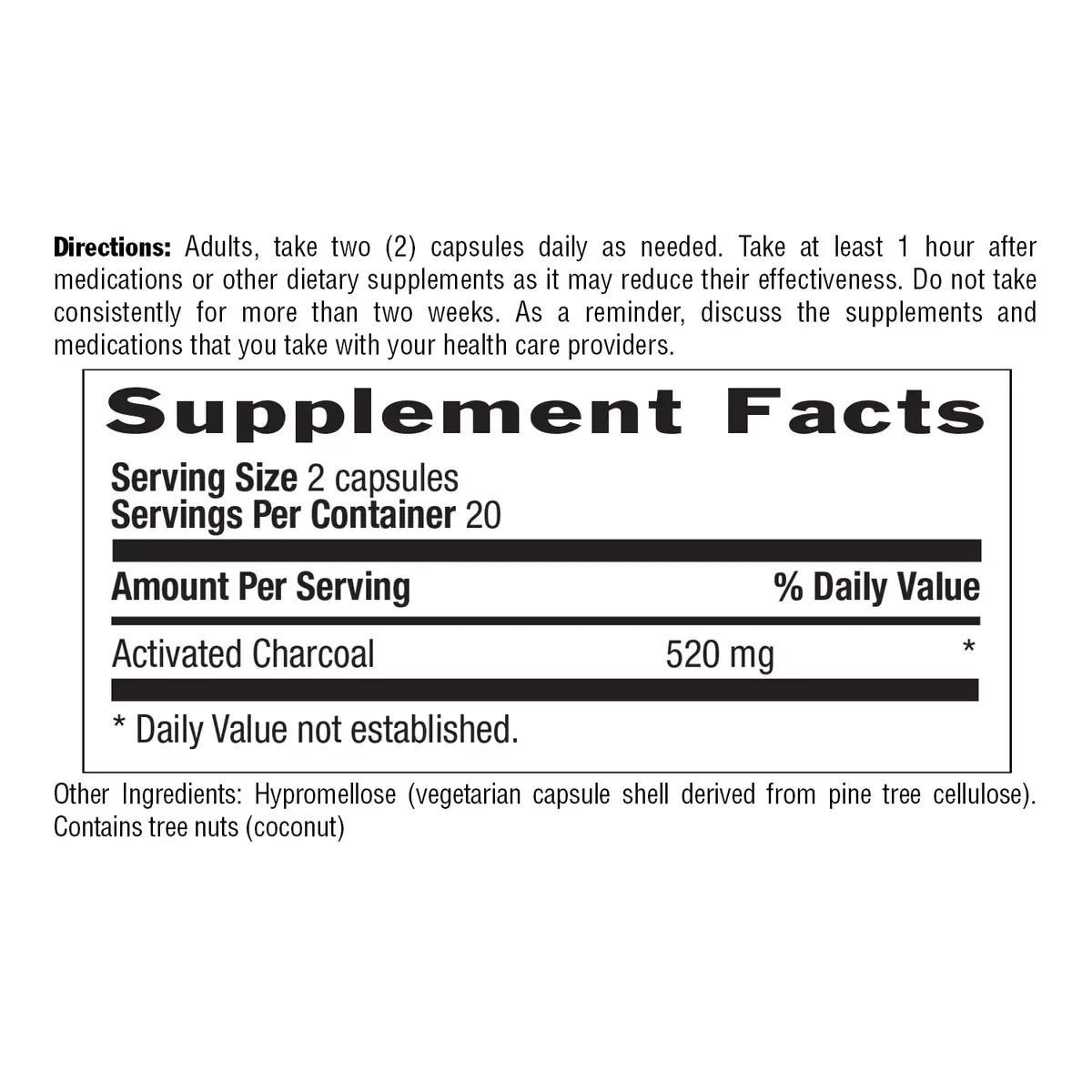 Country Life Coconut Activated Charcoal 260 mg | Vegan Capsules for Digestive Health Support - view 5