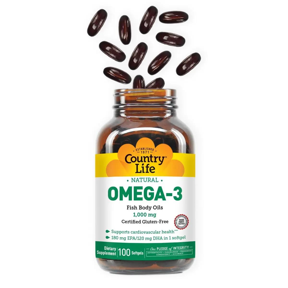 Country Life Omega-3 Fish Oil 1000 mg | EPA DHA Support for Heart & Brain (70-120 chars) - view 4