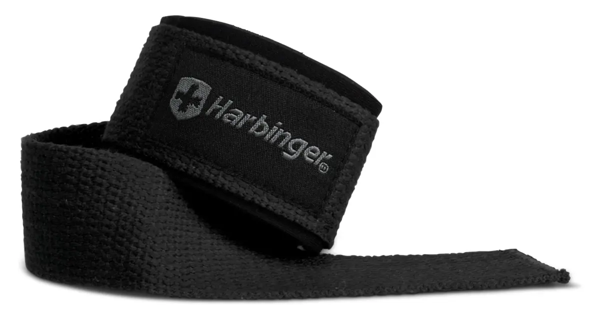 Harbinger Padded Cotton Lift Straps, Black - 21.5" Length, 1.5" Width | Cushions Wrists for Lifting Support - view 4