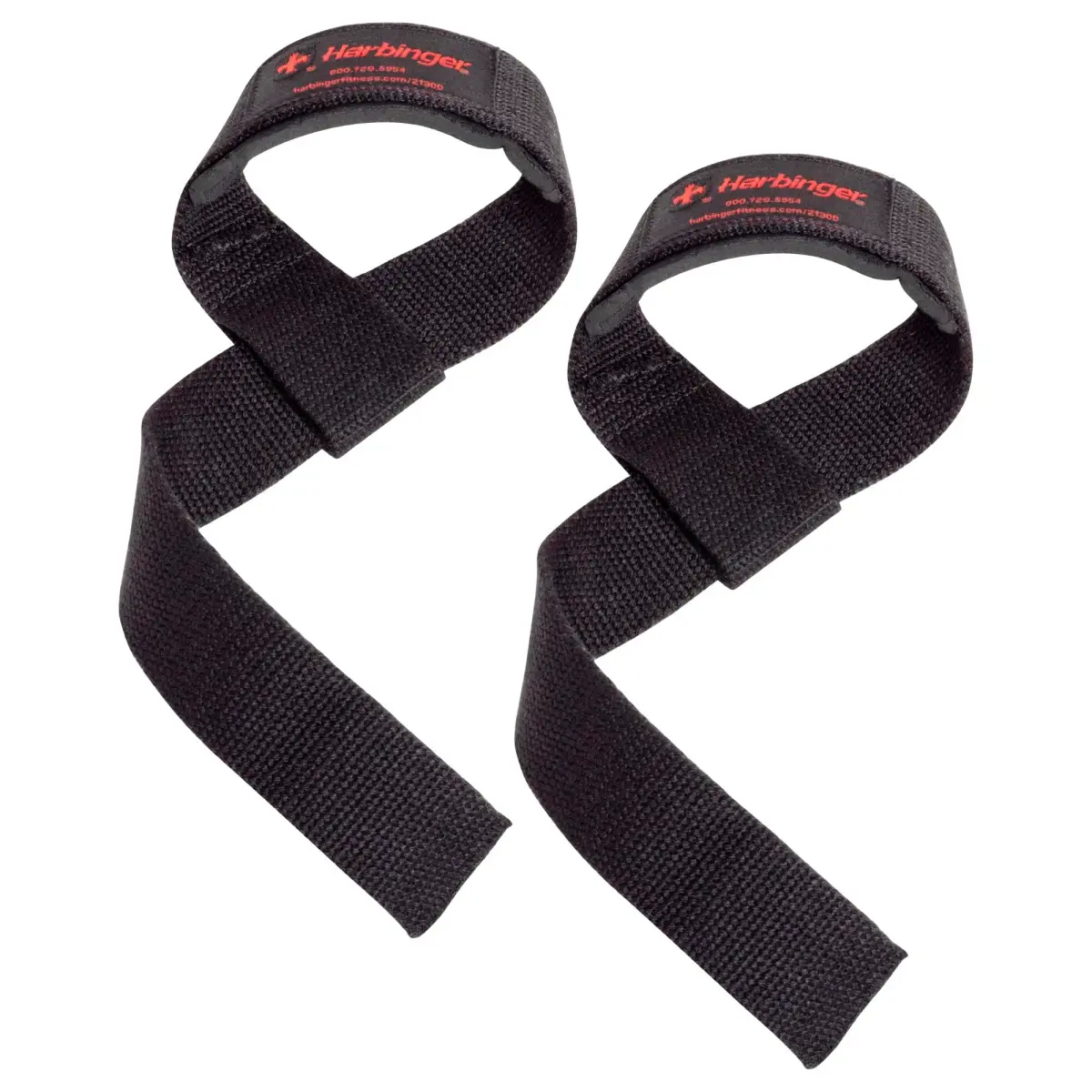Harbinger Padded Cotton Lift Straps, Black - 21.5" Length, 1.5" Width | Cushions Wrists for Lifting Support - main product image