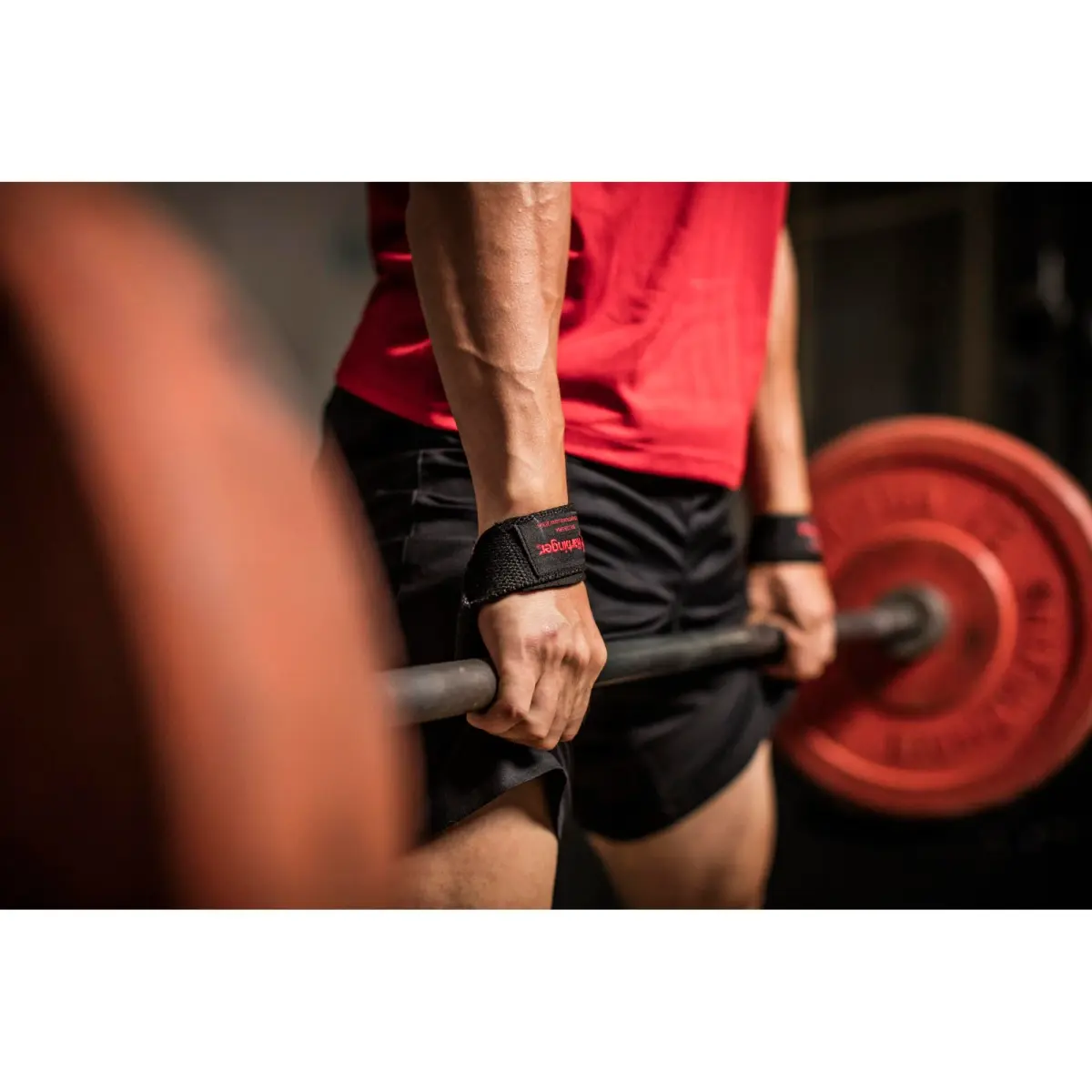 Harbinger Padded Cotton Lift Straps, Black - 21.5" Length, 1.5" Width | Cushions Wrists for Lifting Support - view 9