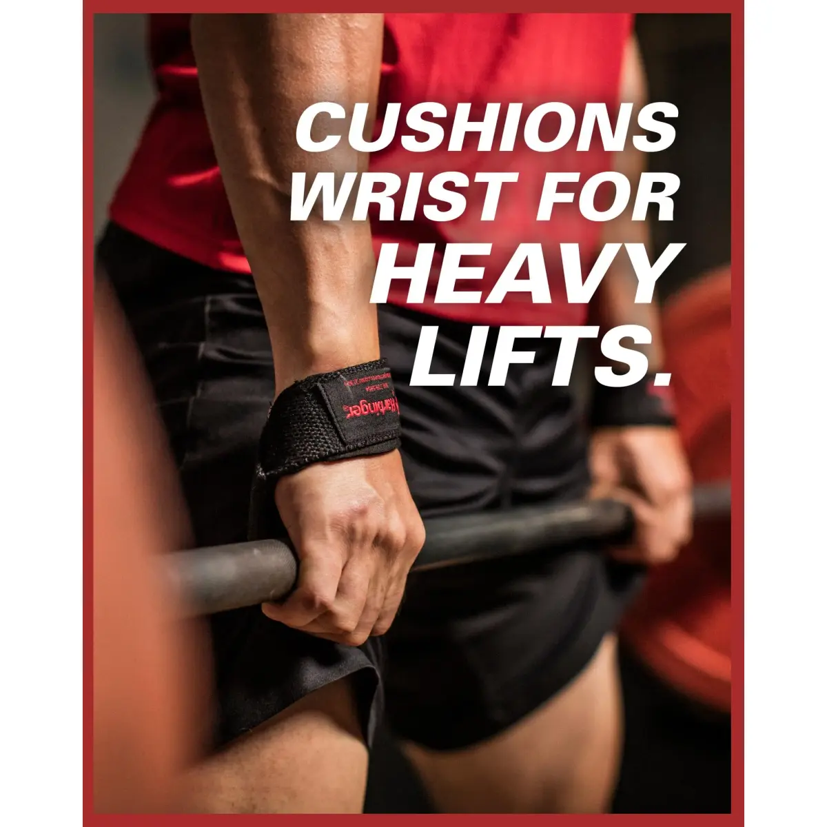 Harbinger Padded Cotton Lift Straps, Black - 21.5" Length, 1.5" Width | Cushions Wrists for Lifting Support - view 2