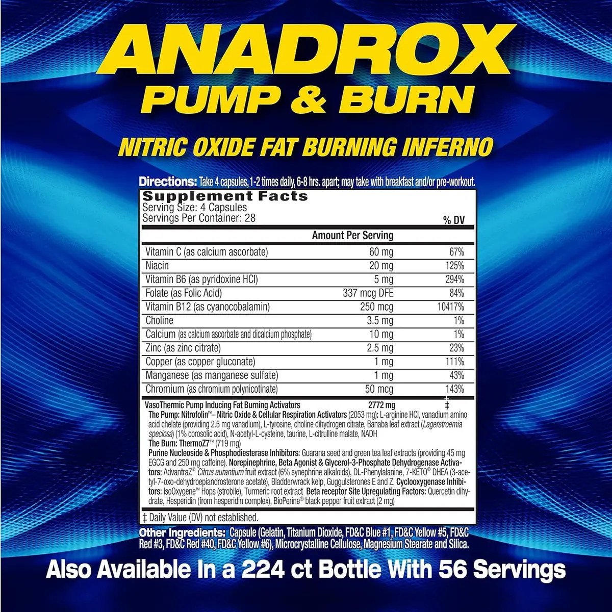 Maximum Human Performance MHP Anadrox Pump & Burn 112 capsules | Nitric Oxide Fat Burner for Energy & Metabolism - view 2