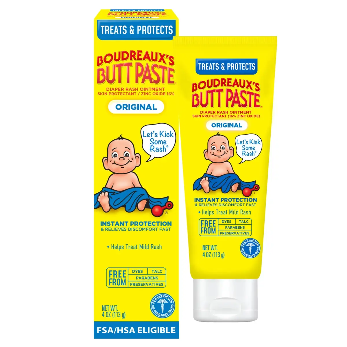 Boudreaux's Butt Paste Original Diaper Rash Cream Skin Protectant 4 Oz (118 ml) | Pharmacist-Developed for Instant Protection - main product image