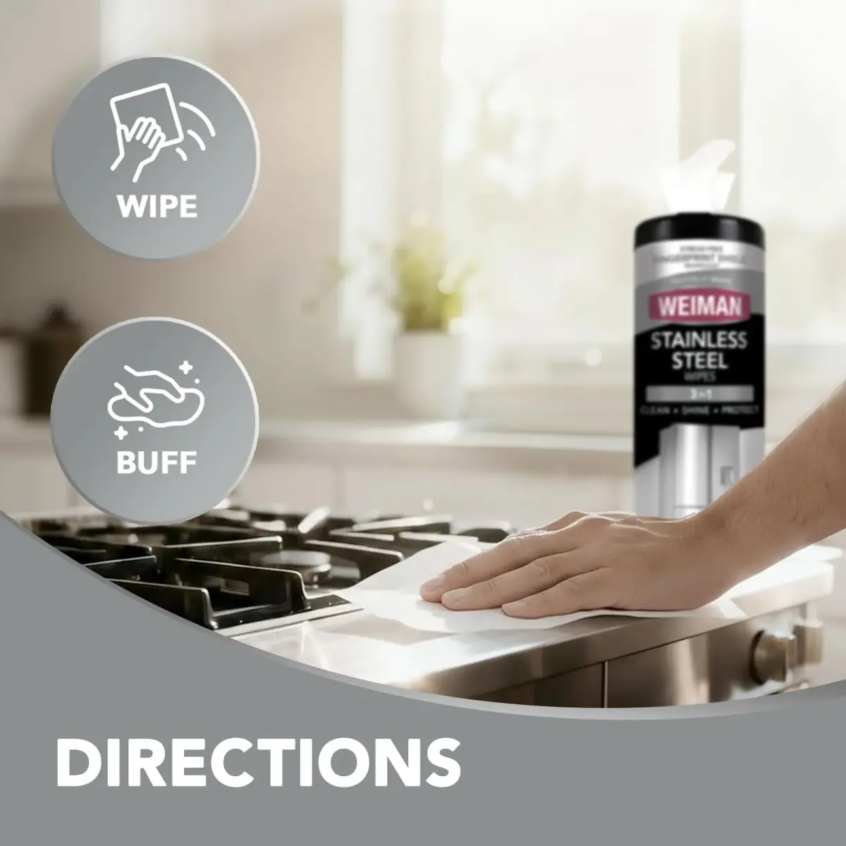 Weiman Stainless Steel Cleaner & Polisher Wipes 30 Ct | Keeps Appliances Shining - view 9
