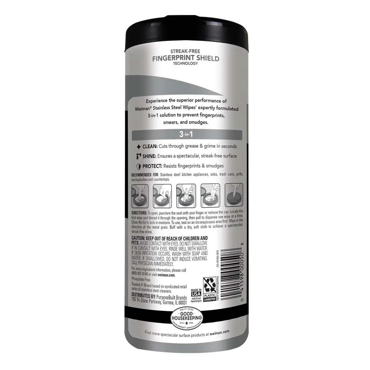 Weiman Stainless Steel Cleaner & Polisher Wipes 30 Ct | Keeps Appliances Shining - view 2