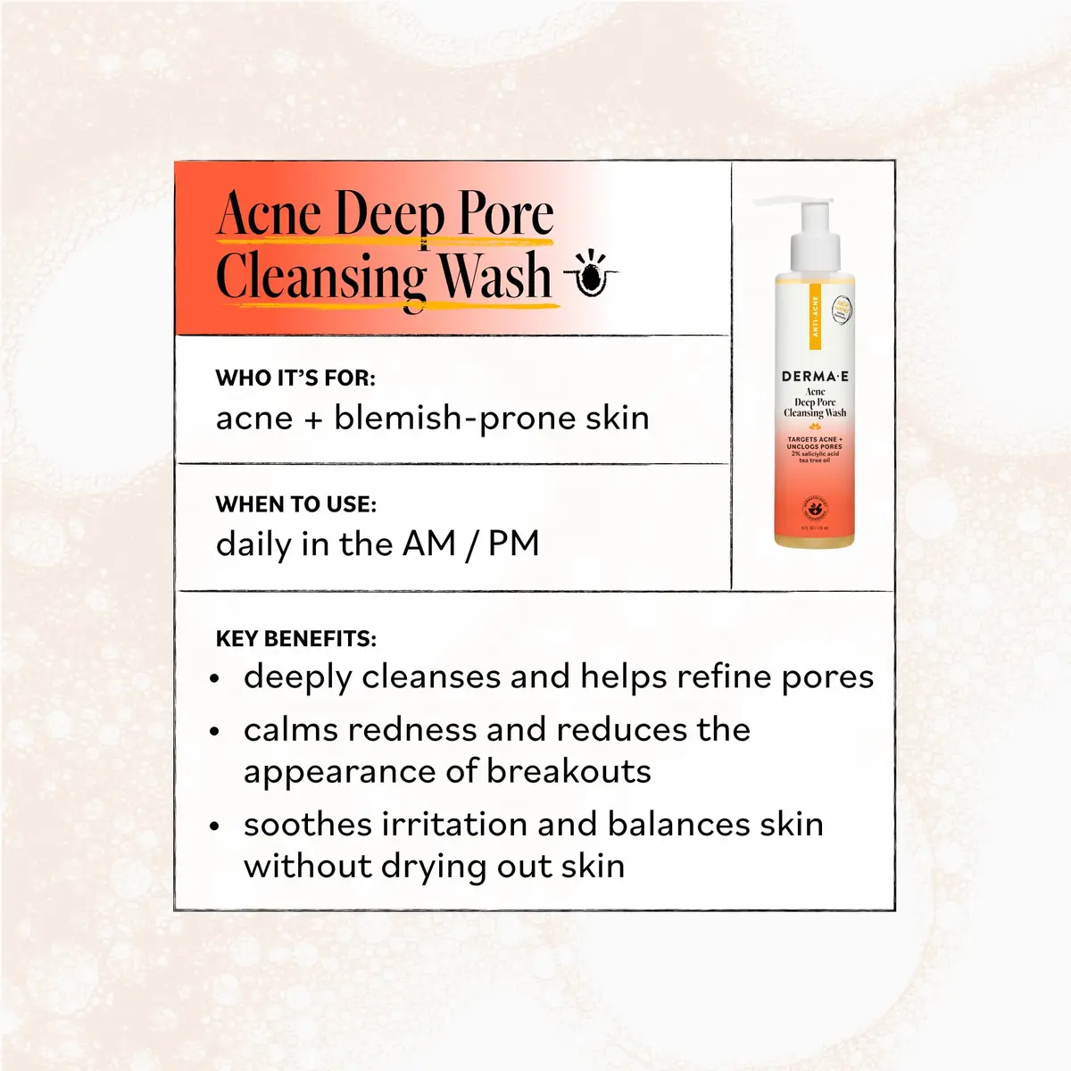 Derma E Acne Deep Pore Cleansing Face Wash 177ml (6 Fl Oz) | Gentle Oil Control for Breakout-Prone Skin - view 5