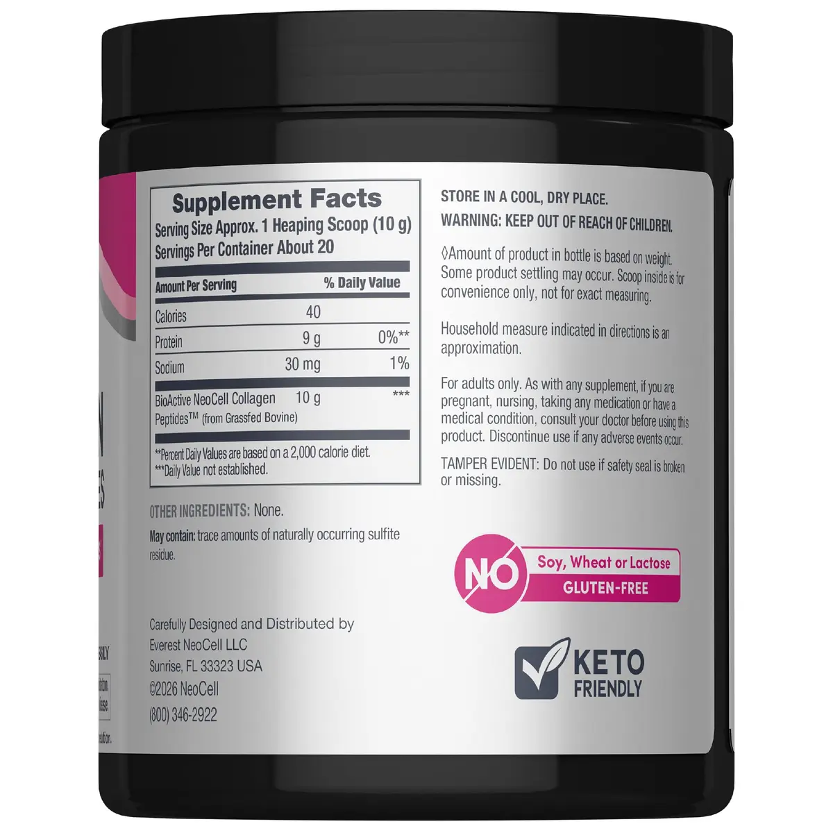 NeoCell Grassfed Collagen Peptides Powder Unflavored 200g (7 oz) | Supports Skin, Hair, Nails & Joints - view 2