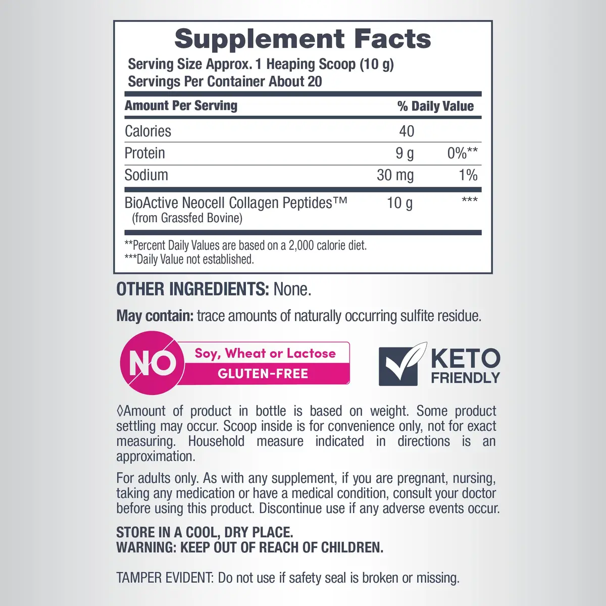 NeoCell Grassfed Collagen Peptides Powder Unflavored 200g (7 oz) | Supports Skin, Hair, Nails & Joints - view 4