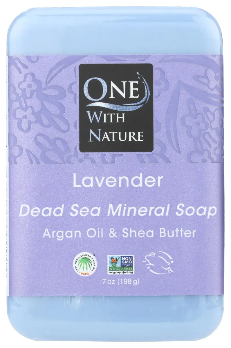 One With Nature Lavender Bar Soap 198g (7 Ounce) | Triple Milled, Mild Exfoliating, Dead Sea Minerals - main product image