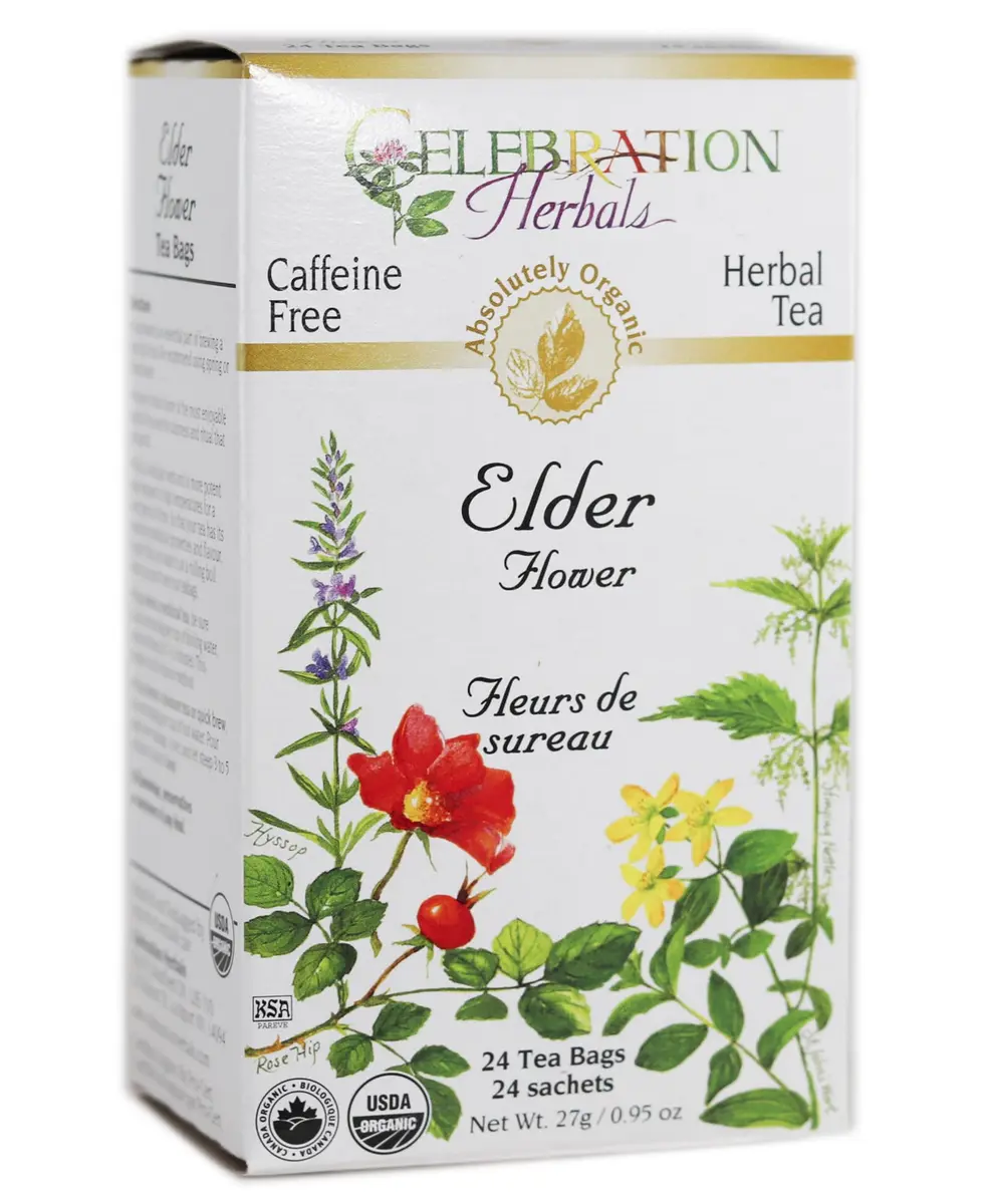 Celebration Herbals Organic Elder Flower Tea Bags 24 Count | Certified Organic Elderberry Tea for Relaxation & Wellness - main product image