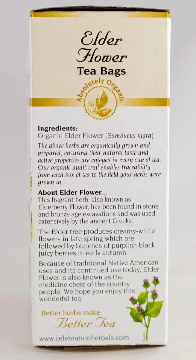 Celebration Herbals Organic Elder Flower Tea Bags 24 Count | Certified Organic Elderberry Tea for Relaxation & Wellness - view 5