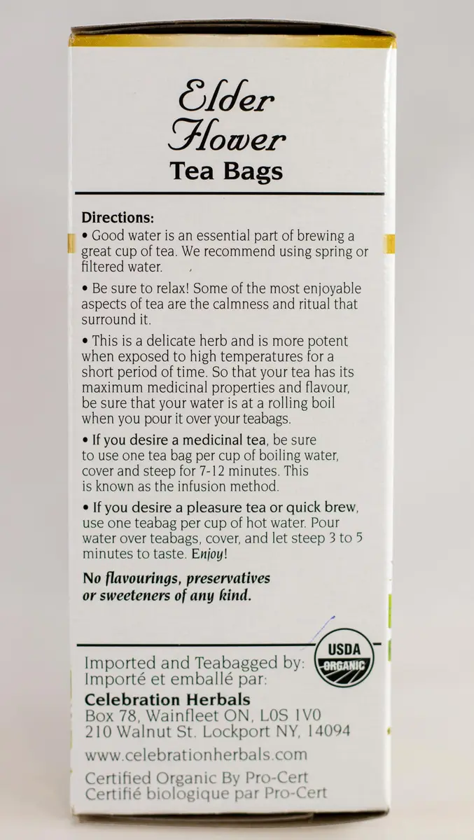 Celebration Herbals Organic Elder Flower Tea Bags 24 Count | Certified Organic Elderberry Tea for Relaxation & Wellness - view 4