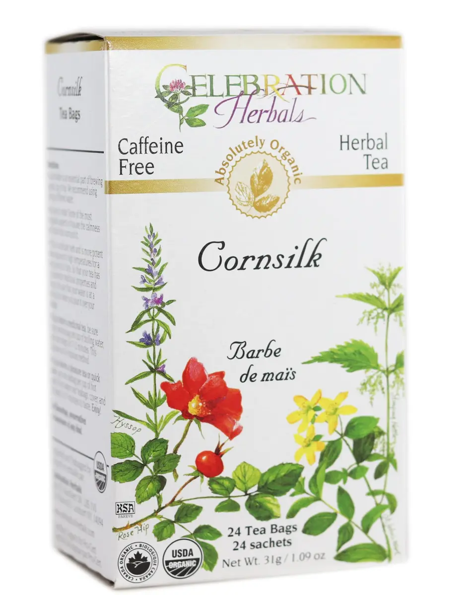 Celebration Herbals Organic Cornsilk Tea 24 Herbal Tea Bags | Caffeine-Free & Organic - main product image