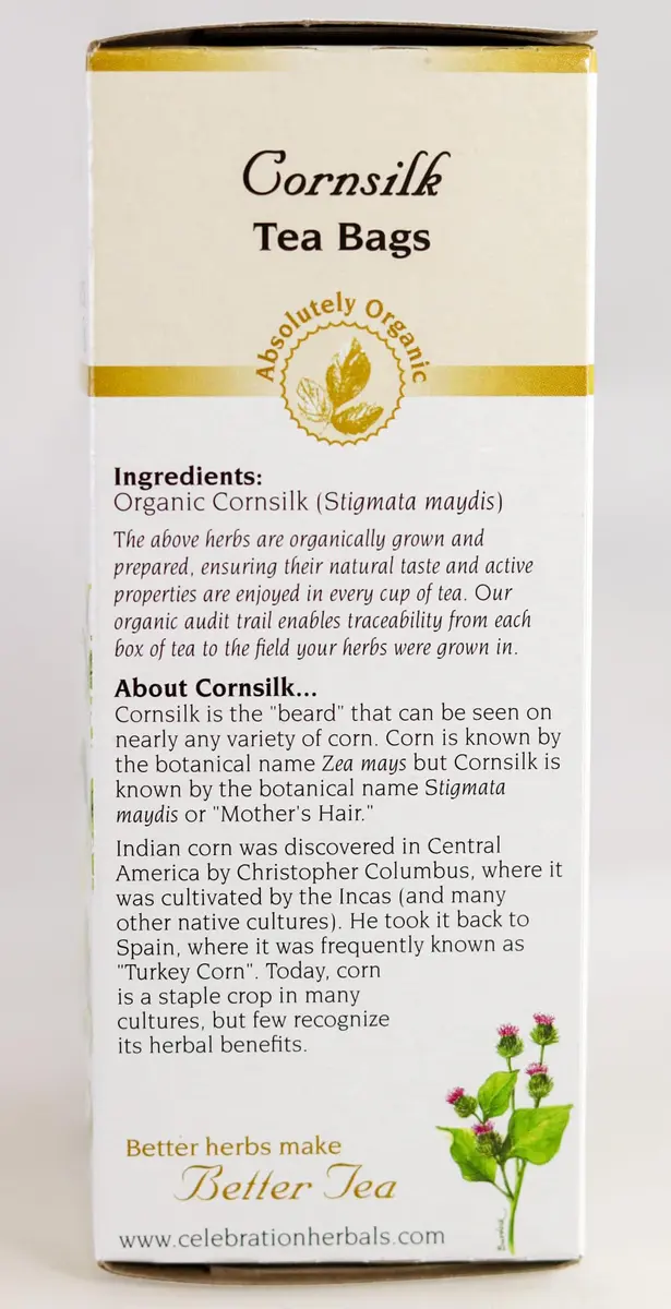 Celebration Herbals Organic Cornsilk Tea 24 Herbal Tea Bags | Caffeine-Free & Organic - view 5