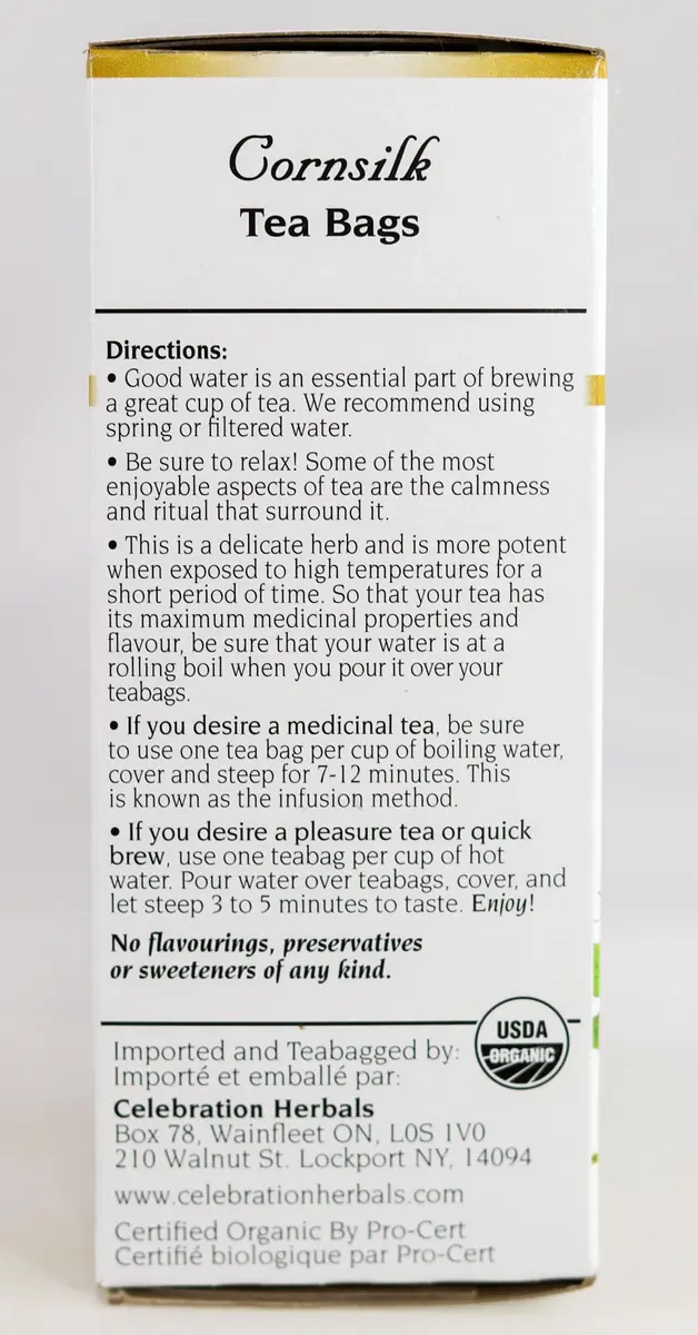 Celebration Herbals Organic Cornsilk Tea 24 Herbal Tea Bags | Caffeine-Free & Organic - view 4