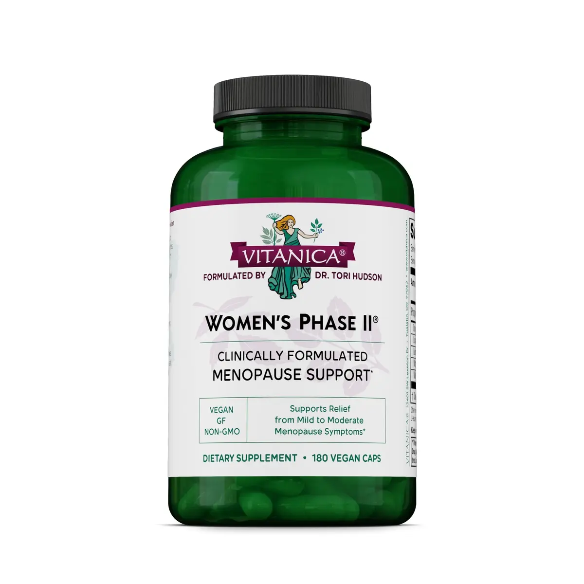 Vitanica Women’s Phase II Menopause Support, Vegan, 180 Capsules | Natural Relief for Hot Flashes & Mood - main product image