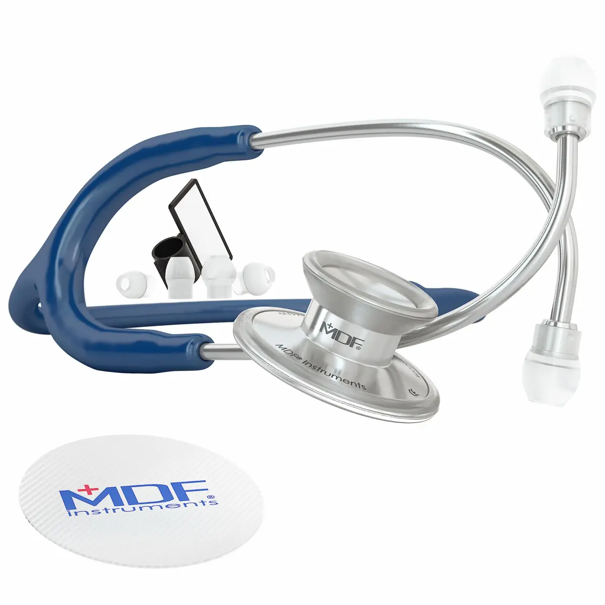MDF Instruments Acoustica Lightweight Stethoscope | Dual Head, Navy Blue, Silver, 79 cm (31.2 in) - main product image