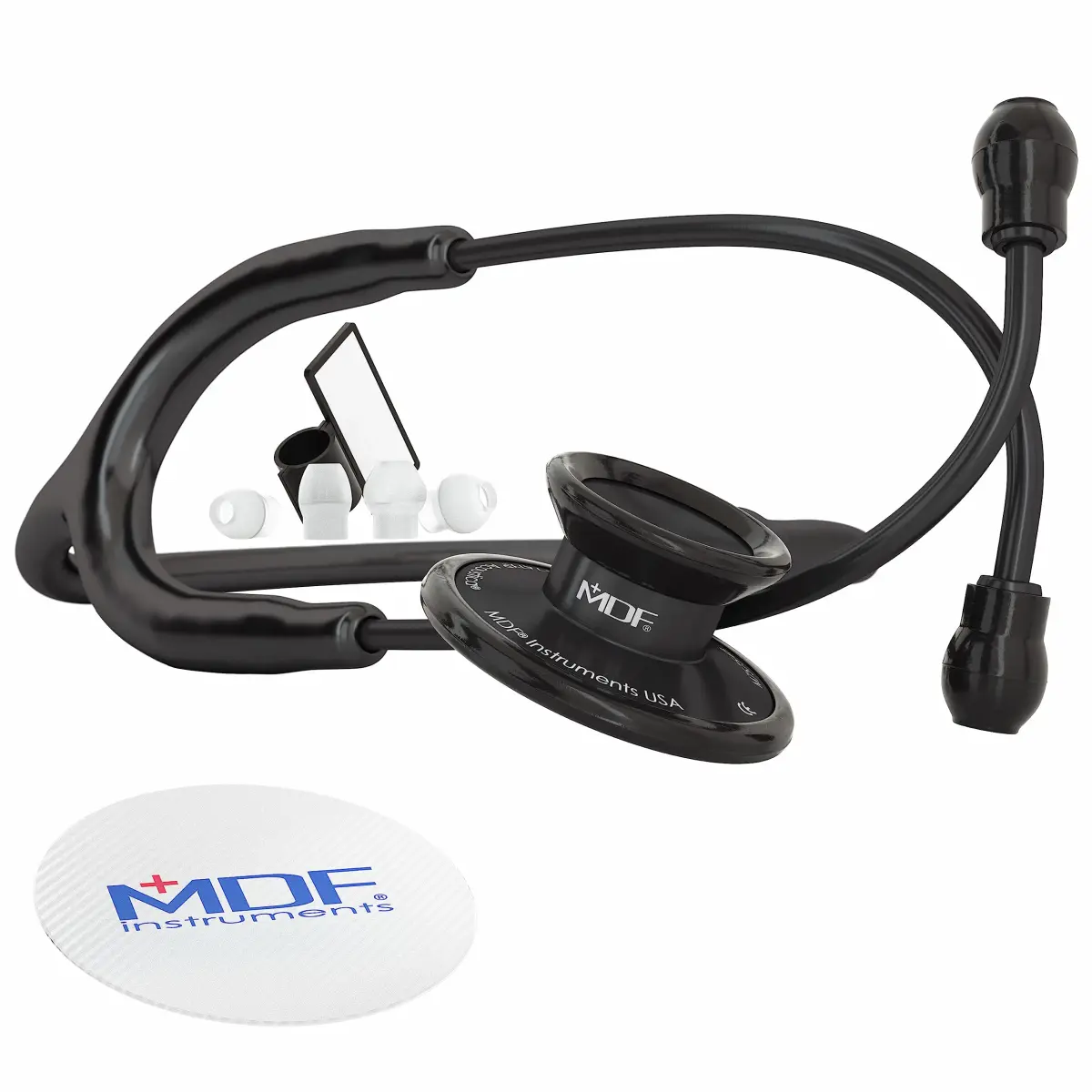 MDF Instruments Acoustica Lightweight Stethoscope for Doctors & Nurses, Black Tube, 79cm (31.2 inches) | Dual Head Acoustic Stethoscope - main product image