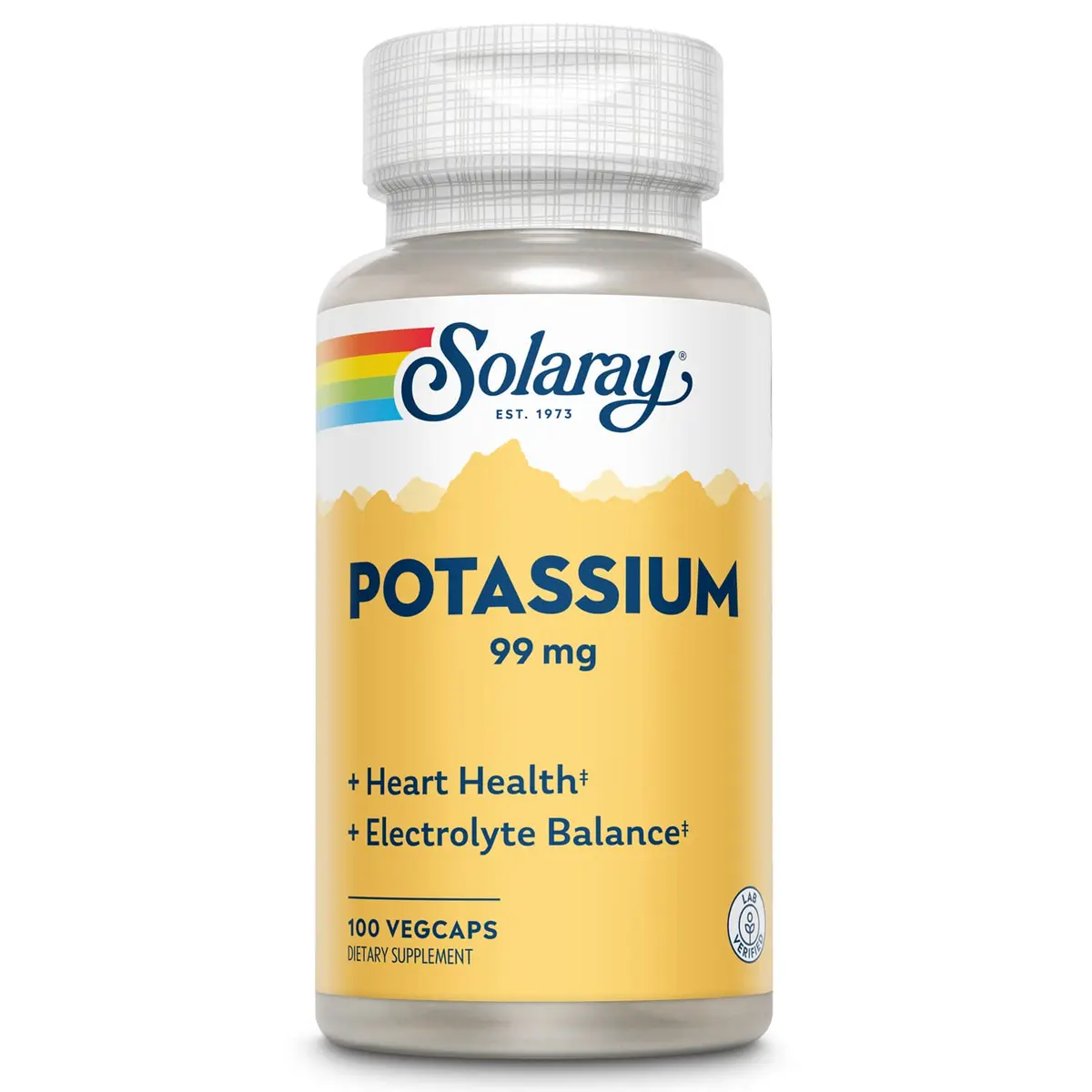 SOLARAY Potassium Supplement Capsules, 100 VegCaps | Supports Heart & Electrolyte Balance - main product image