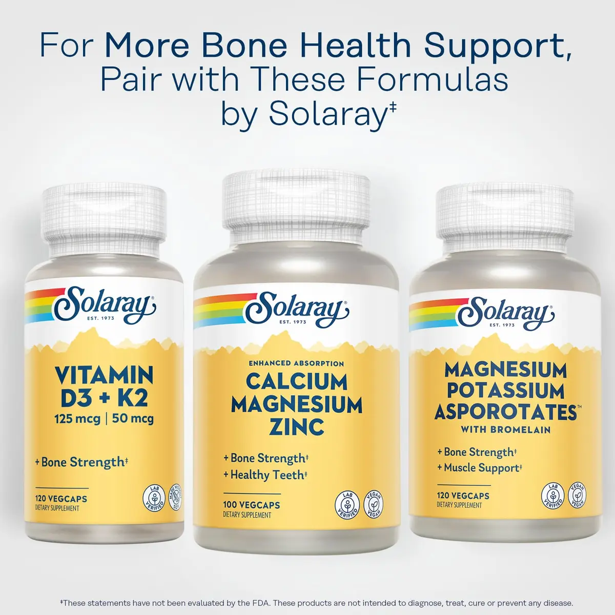 Solaray Calcium Magnesium Zinc, 100 CT | Supports Bone & Heart Health, Immune Boost, Vegan - view 6