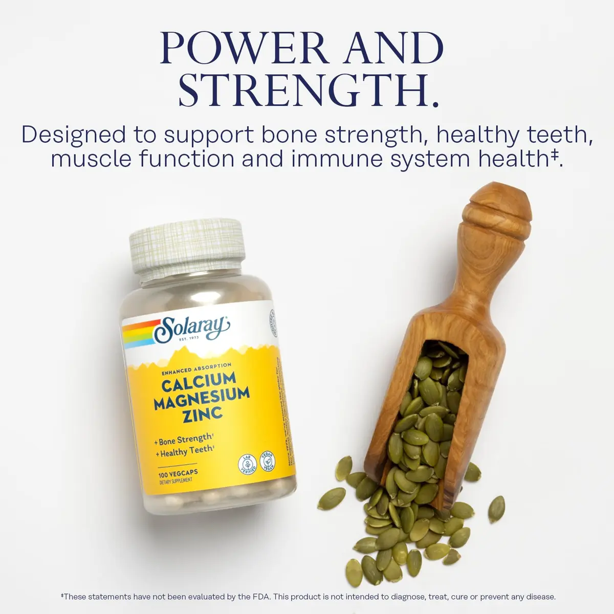 Solaray Calcium Magnesium Zinc, 100 CT | Supports Bone & Heart Health, Immune Boost, Vegan - view 3