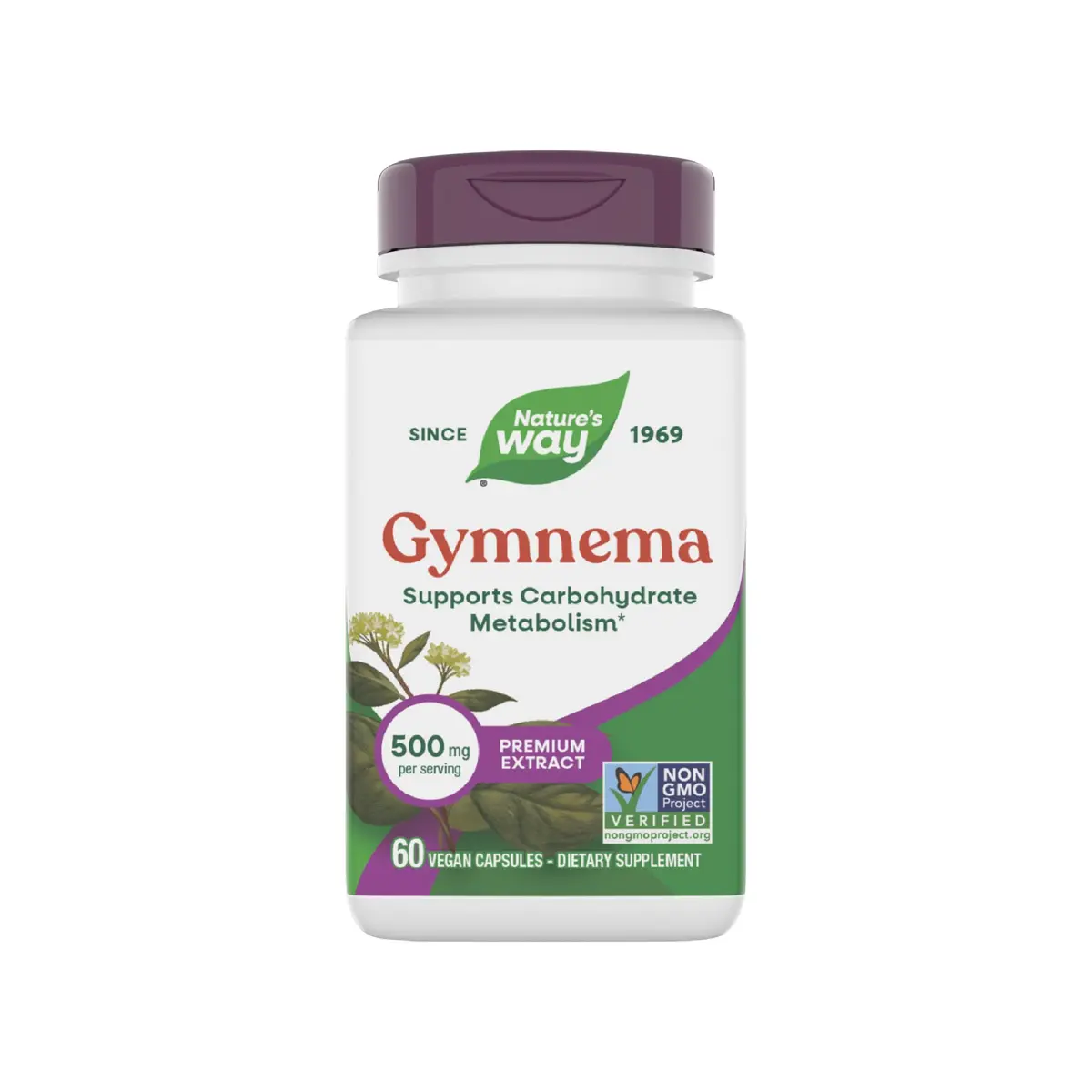 Nature's Way Gymnema Premium Extract 500 mg 60 Capsules | Supports Carbohydrate Metabolism - main product image