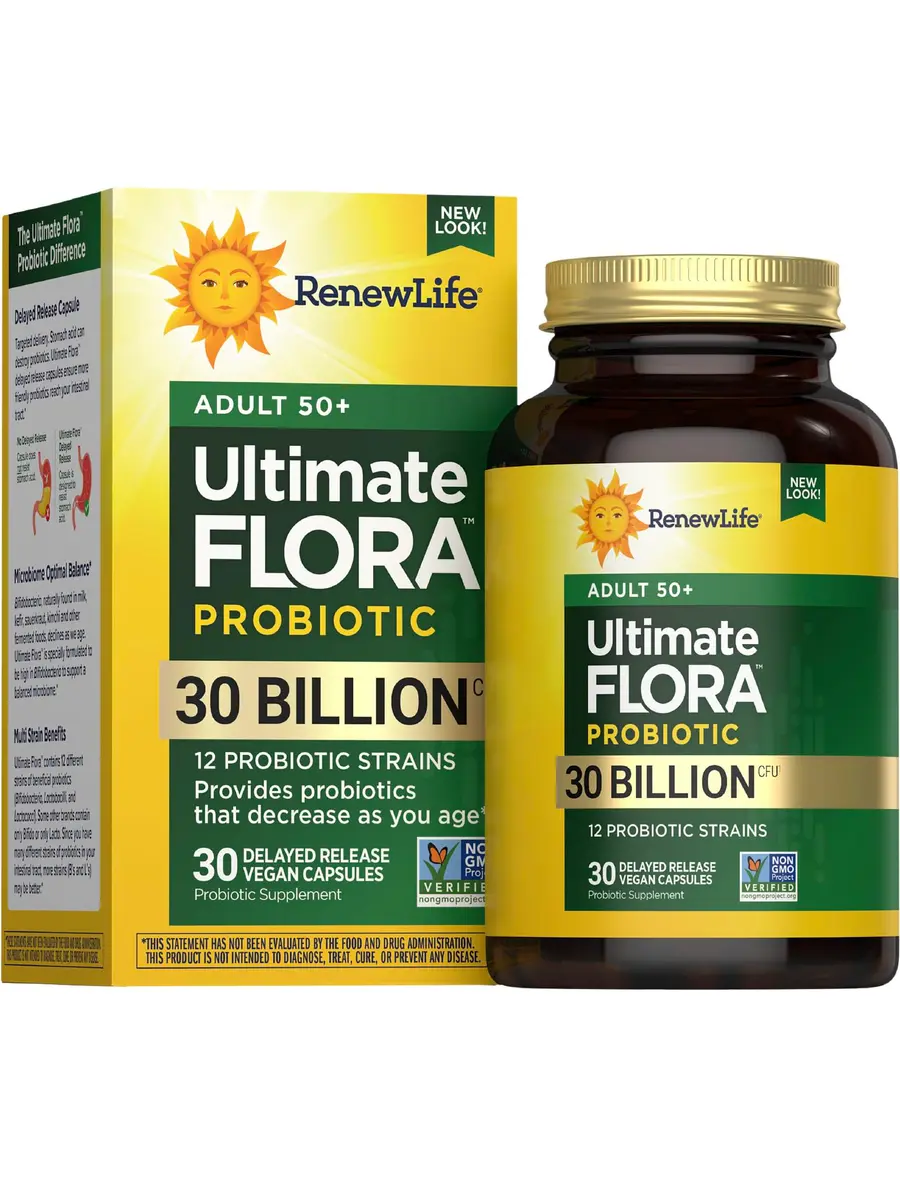 Renew Life Ultimate Flora Adult 50+ Probiotic 30 Billion CFU | Supports Digestive & Immune Health (100 words) - main product image