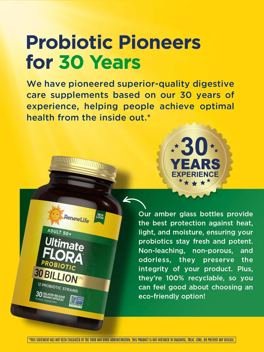 Renew Life Ultimate Flora Adult 50+ Probiotic 30 Billion CFU | Supports Digestive & Immune Health (100 words) - view 5