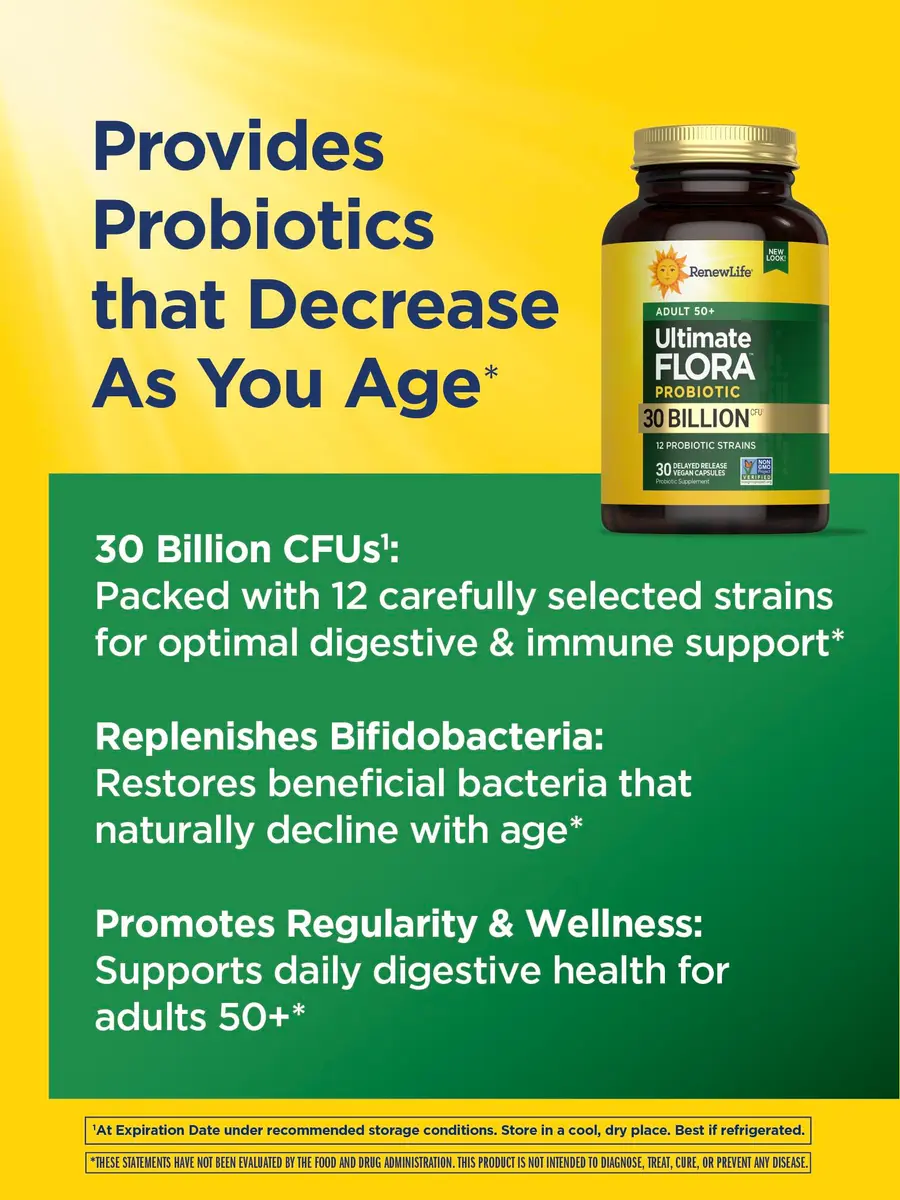Renew Life Ultimate Flora Adult 50+ Probiotic 30 Billion CFU | Supports Digestive & Immune Health (100 words) - view 4