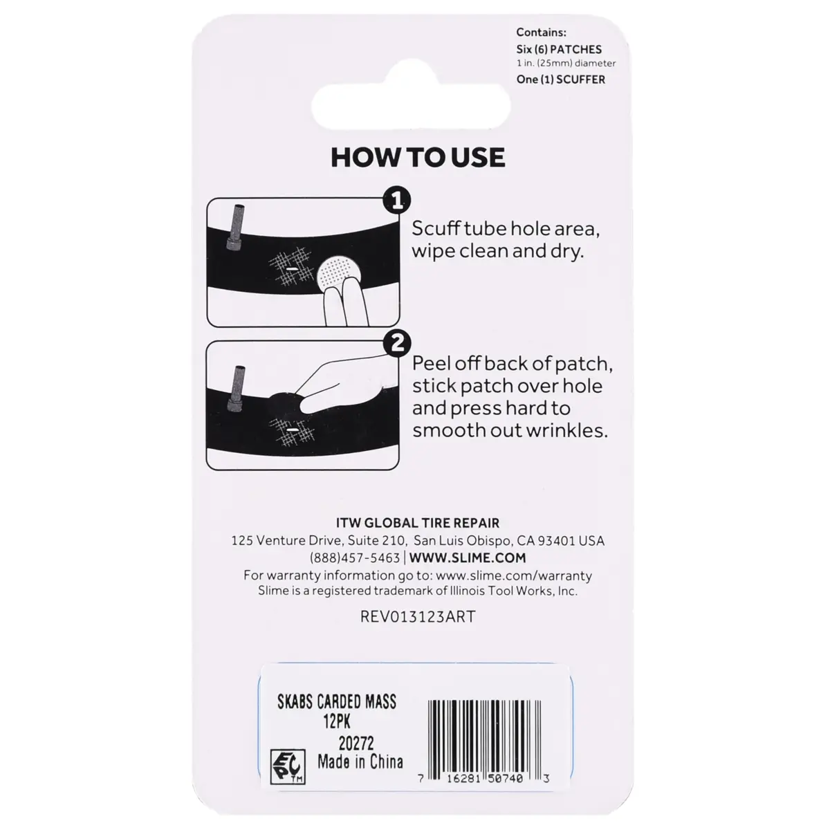Slime Bike Skabs Pre-Glued Patch Kit | Peel & Stick, 6 Patches, Metal Scuffer, Compact Storage - view 7