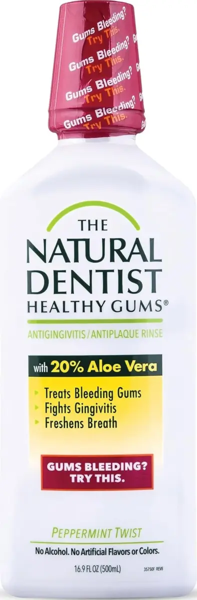 The Natural Dentist Peppermint Twist Mouthwash 499ml (16.9 Fl Oz) | Alcohol-Free Daily Rinse - main product image