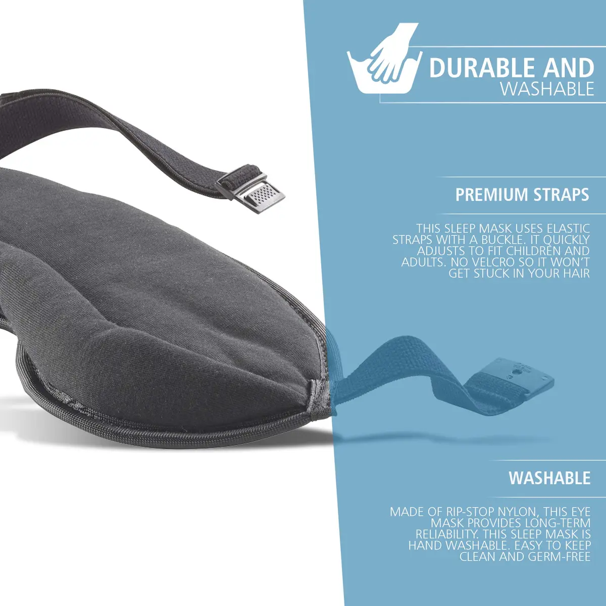 Lewis N. Clark Comfort Sleep Mask | Light Blocking & Adjustable | Gray - view 2